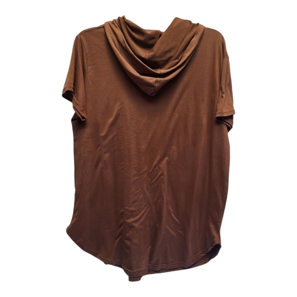 Splash Chocolate Brown Short Sleeved Hoodie in Silky Soft Fabric - Size 2X - Picture 2 of 4
